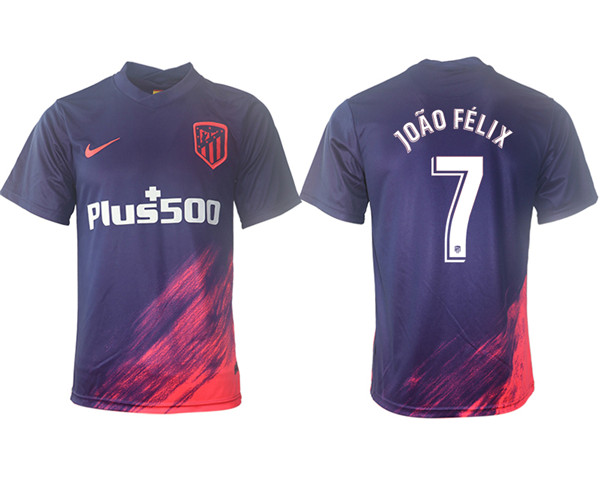 Men's Athletic De Madrid #7 João Félix Purple Away Soccer Jersey